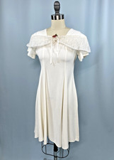 Vintage Dress GIRLS SIZE 16 XL ivory crepe lace MAYA AND ME 90s Y2K Rayon