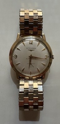 Longines Automatic Vintage 1950s Gold Plated Silver Dial Bracelet w/ Box