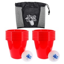 Outdoor Giant Pong Lawn Game Set with Balls and Drawstring Carry Bag