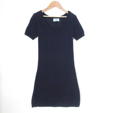 PRADA Short Sleeve Knit Dress, Size 36, Navy Women USED