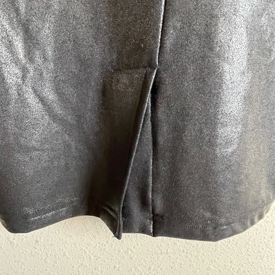 SPANX Skirt Size S Black Faux Leather Pencil Skirt Tummy Control Midi Fitted - Image 2 of 4