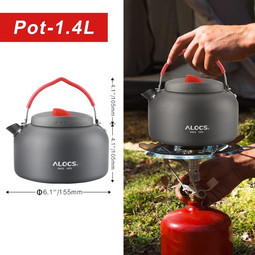 Camping Cookware - Alumina Cooking Set with Kettle, Lightweight Portable Gear... - Picture 4 of 8