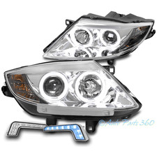 Fit Factory HID 03-08 BMW Z4 Halo Chrome Projector Headlights w/Blue LED DRL Kit