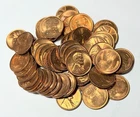 1956-D copper Lincoln Cents (Roll of 50), CHOICE UNC. RED