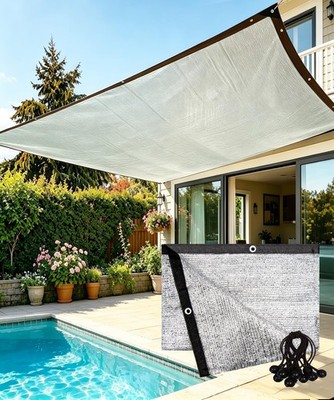 90% Sunblock Aluminum Foil Shade Cloth Outdoor Patio Shade Cover w/ Grommets