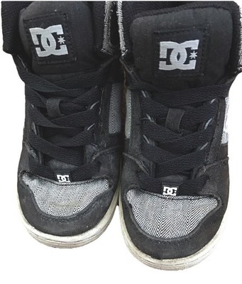 DC Shoes Youth s Rebound Tx Se Black Gray Lance Up High Top Shoes Kids Size 1