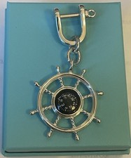 Tiffany & Co. Nautical Ships Rueda Brújula Grillete SS .925 Llavero Soporte RARO