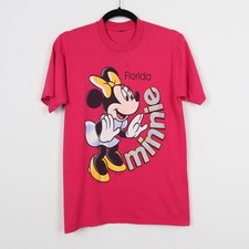Vintage 90s Minnie Mouse Florida Walt Disney Pink Girl Comfy T-Shirt Size Medium