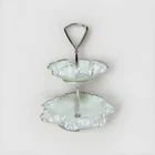 Vintage Fenton Milk Glass 2 Tiered Tray Ruffled Silver Crest Romantic Cottage