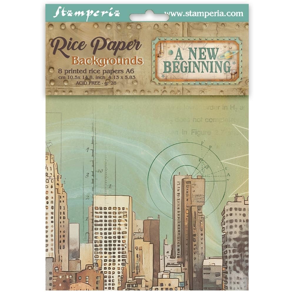 Stamperia - A New Beginning - Selection 8 A6 Rice papers - Backgrounds | SPDFSAK
