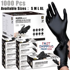 Medical Nitrile Exam Gloves, Black, Powder-Free Food-Safe Clean Disposable Glove
