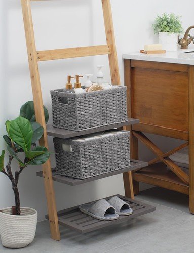 Versatile 2-Pack Gray Wicker Storage Baskets - For Home Organization and Style - Picture 9 of 9