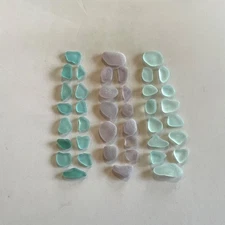 Genuine Beach Sea Glass Aqua Deep Lavender Golden Yellow Surf-tumbled Mendocino