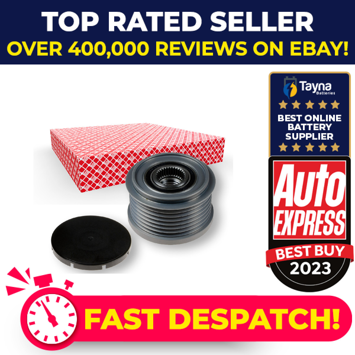 Overrunning Alternator Pulley fits TOYOTA HILUX Mk7 2.5D 04 to 15 2KD-FTV Clutch