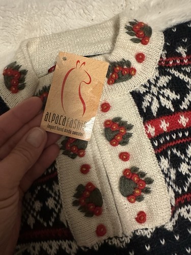 Children’s Peruvian Alpaca Wool Knit Sweater Multicolor Kids Size 8 1/4” Zip - Picture 2 of 6