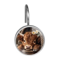 Highland Cow Shower Curtain Hooks Set of 12