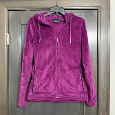 Marmot Womens Magenta Purple High Pile Fleece Full Zip Hooded Jacket Size Medium