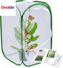 23.6" Large Butterfly Habitat Insect Cage Caterpillars Enclosure Pop-Up Clear Vi