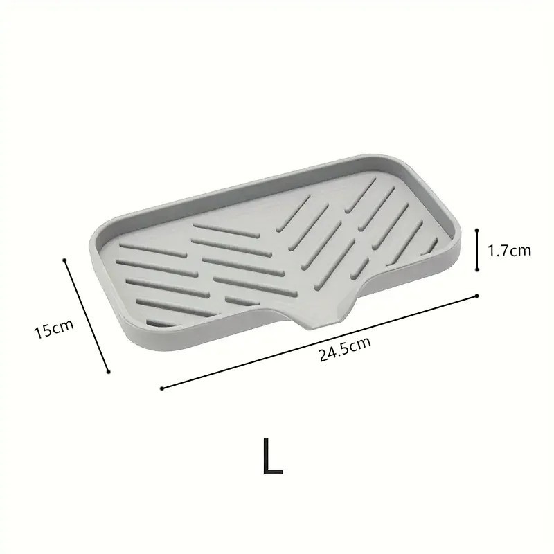 Silicone Faucet Mat Kitchen Sink Tray Soap Sponge Drain Pad L 5.2x9.6in