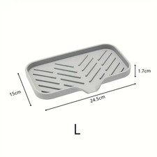 Silicone Faucet Mat Kitchen Sink Tray Soap Sponge Drain Pad L 5.2x9.6in