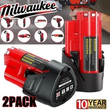 2 Pack 12V 3.0Ah for Milwaukee M-12 Lithium-ion Battery 48-11-2425 48-11-2420