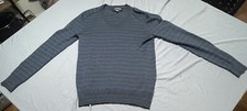 Banana Republic Men  s Italian 100 Merino Wool Baruffa Sweater Gray Striped Sz S