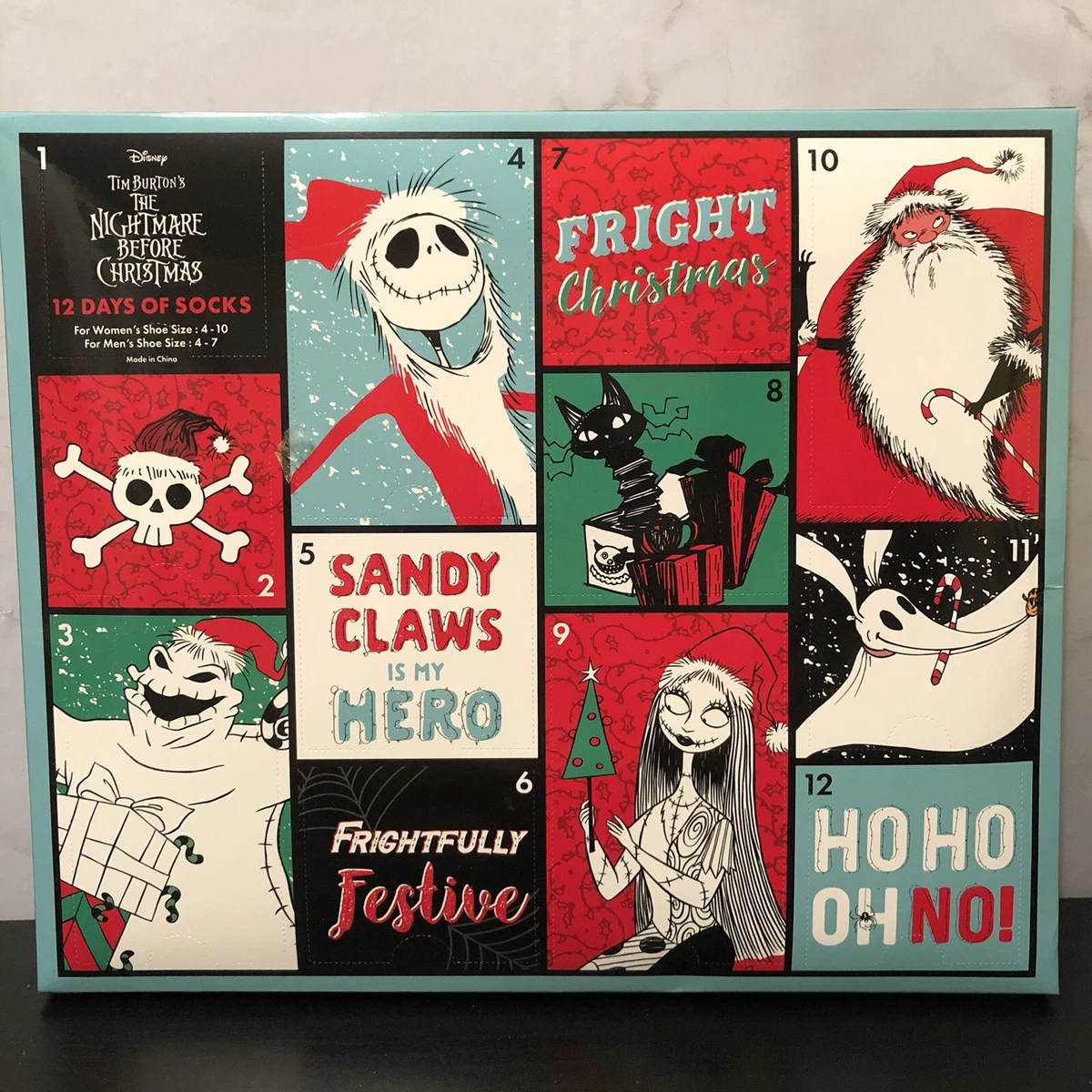 Nightmare Before Christmas 12 Days Of Socks Advent Calendar Unisex Sz 4-10  Women | eBay