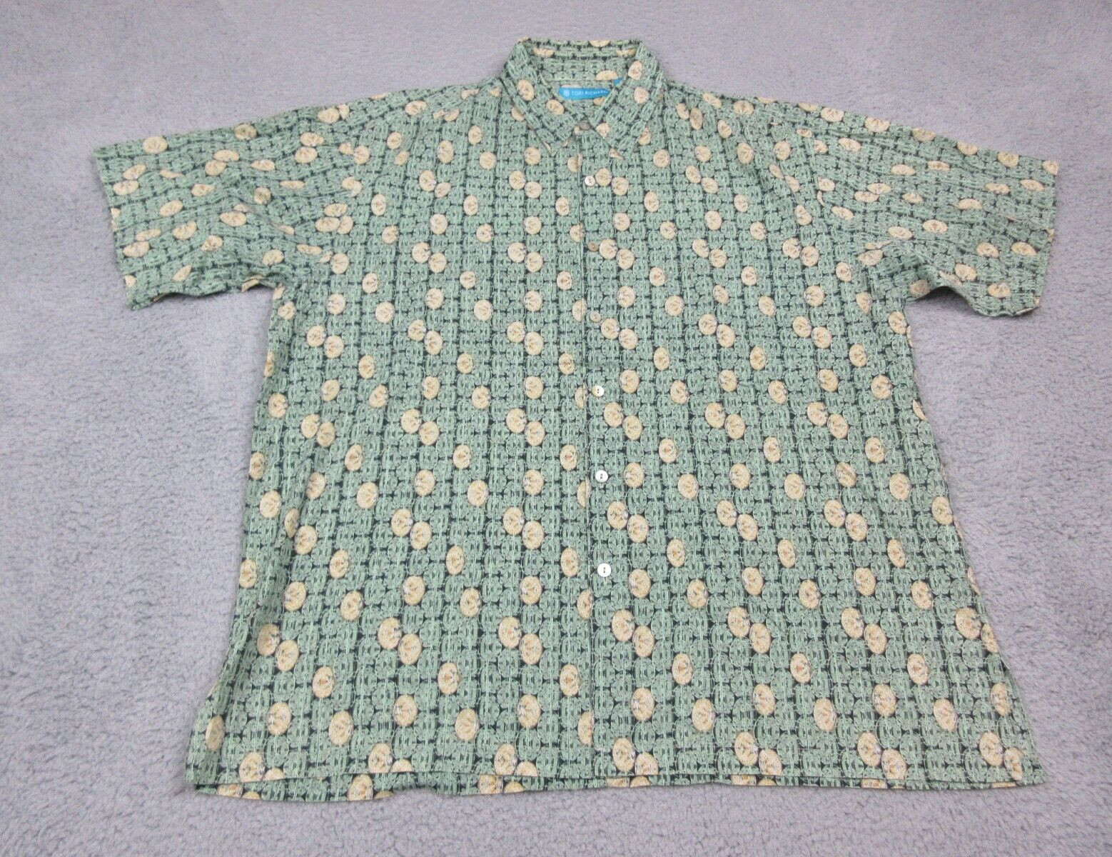Tori Richard Shirt Mens Large Green Floral Button… - image 1