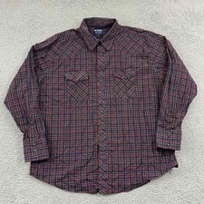Vintage Wrangler Shirt Mens 2XL Pearl Snap Plaid Flannel Western 90s Cowboy USA