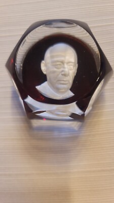BACCARAT ADLAI E. STEVENSON Red Glass Paperweight