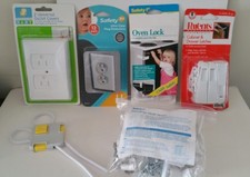 CHILD SAFETY Cabinet Latches Outlet Covers Plug Protectors Oven Locks Fur.Straps
