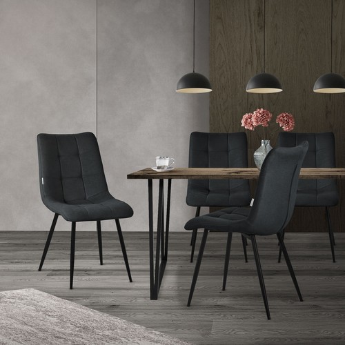 2x Sillas de comedor antracita sillón tapizado acolchado para salón o cocina - Imagen 7 de 7