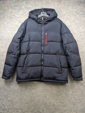 Chaps Jacket Womens Large Blue Quilted Puffer Hooded Full Zip Winter Outdoors