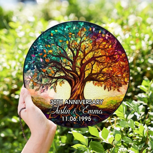 Albero della Vita Personalizzato Regalo 50° Anniversario, Golden Anniversary Suncatcher - Foto 4 di 8