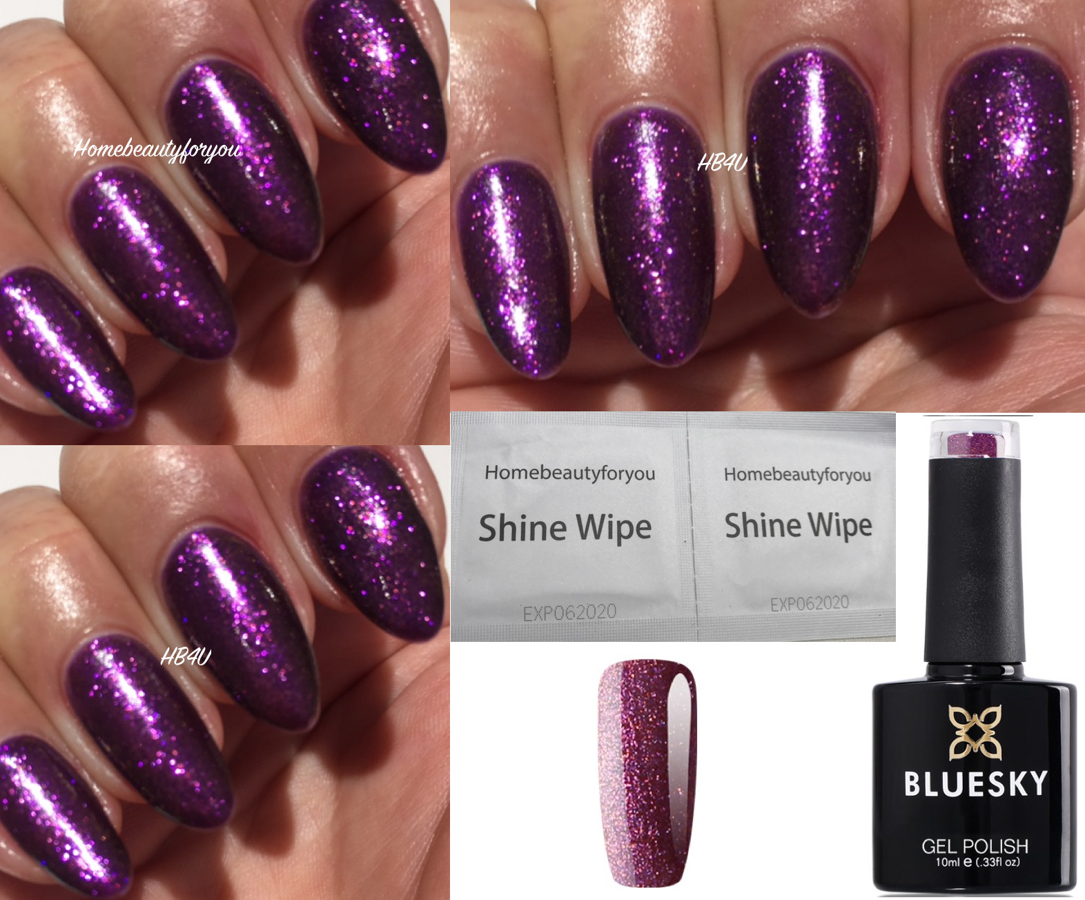 BLUESKY GEL POLISH PURPLE GLITTER LAVENDER YYF07 NAIL UV LED SOAK OFF