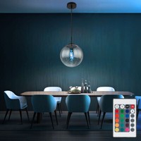 Esszimmerleuchte Pendellampe HäNgelampe Rauchglas Fernbedienung Dimmbar Rgb Led