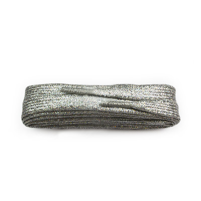 Glitzernde glitzernde metallicfarbene flache Schnürsenkel Turnschuhe Schuhe Stiefel