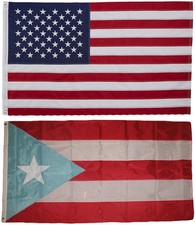 USA and Puerto Rico Light Flag 3x5 EMBROIDERED 2 double sided Flag Wholesale Lot