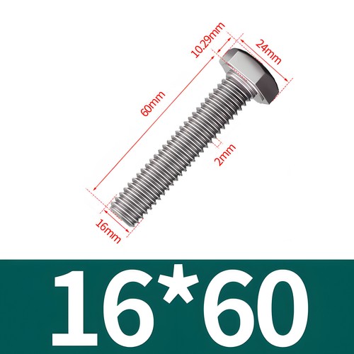 Tornillos hexagonales M16 acero inoxidable DIN 933 A2 V2A máquinas rosca izquierda tornillo - Imagen 7 de 11