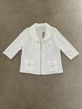 Women  s Zenergy By Chico  s Optic White 3/4 Sleeve  Zipper Jacket, Size 3