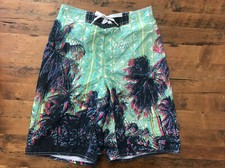 Old Navy Boys Sz XL 14/16 Multicolor Tribal Palm Tree Print Lined Swim Trunks