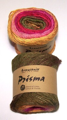 LOT of 2 Araucania PRISMA Linen Cotton Sport Gradient yarn #10 CANO CRISTALES