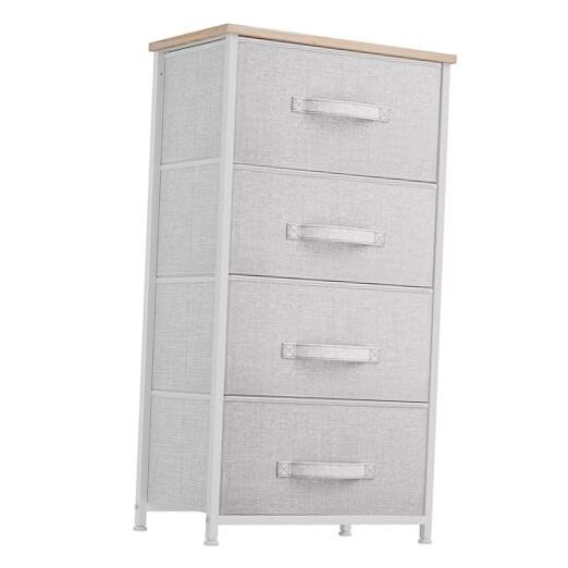 4-Drawer Fabric Dresser - Bedroom Storage Organizer Tower-image