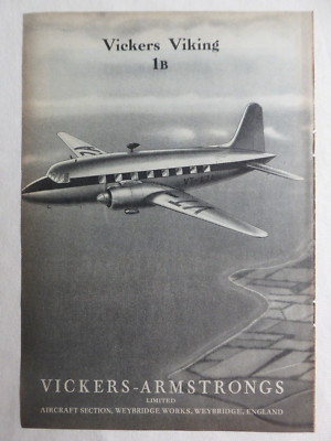 12/1946 PUB VICKERS ARMSTRONGS VIKING 1B AIRLINER VT-AZA ORIGINAL AD