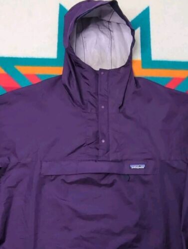 Vintage Patagonia Anorak Snap T Hooded Jacket Houdini Kangaroo 1/4 Zip Purple XL - Picture 2 of 9