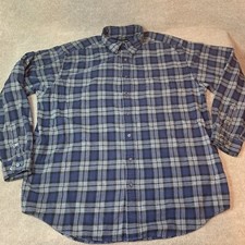 Eddie Bauer Shirt Flannel XL Tall XLT Relaxed Fit Plaid Long Sleeve Button Front