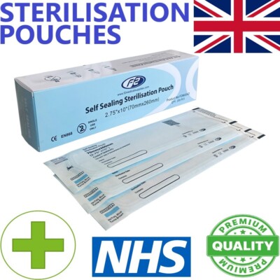 F2 Medizinische Selbstversiegelnde Sterilisationsbeutel 200er Pack Erste Hilfe Tattoo KOSTENLOSER VERSAND
