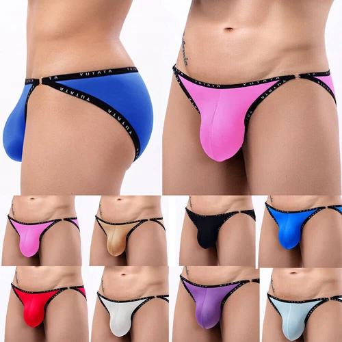Sexy Mens Nylon Briefs Cool Ice Silk Low-rise Underwear Bikini Pouch Panties * - Picture 1 of 31