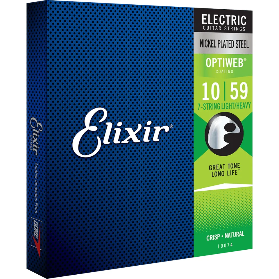 6 Sets! Elixir OPTIWEB Nickel 7-String Electric — 19074 Light/Heavy .010-.059 - Image 2 of 4