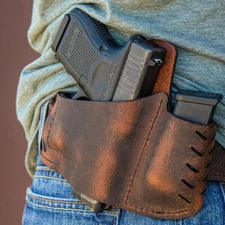 Gun Holster Tactical Concealed Carry Leather Hand Pistol IWB OWB w Pouch 1911 US